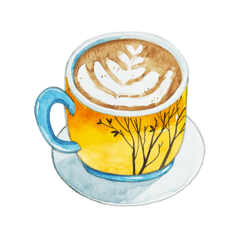 Watercolor coffee Latte png