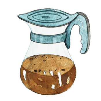 Watercolor drip coffee filter jug png