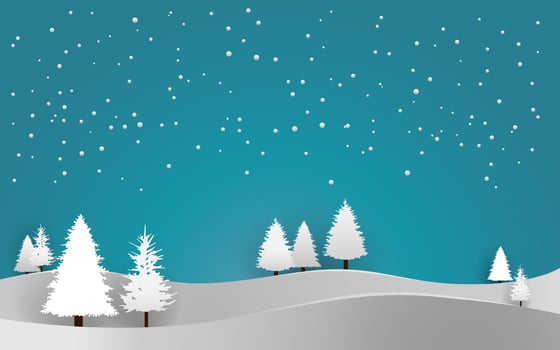 view of the pine trees on the hill. paper cut design vector