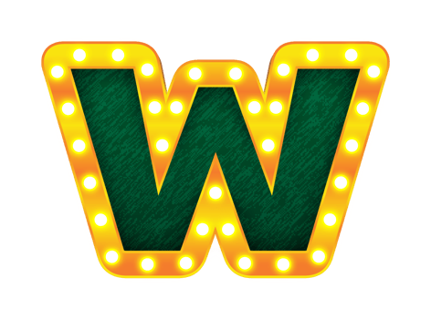 w retro cinema light bulb sign alphabet png
