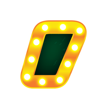 comma retro cinema light bulb sign alphabet png