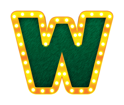 w retro cinema light bulb sign alphabet png