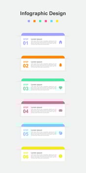 Six Steps Colorful abstract business infographic template vector