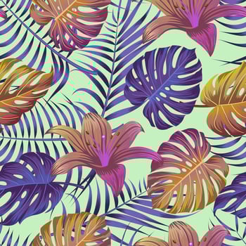 Floral seamless pattern with leaves. tropical background vector