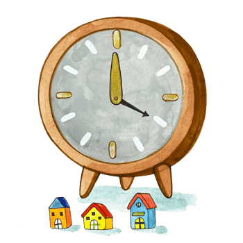 Watercolor Boho Style Wooden Table Clock png