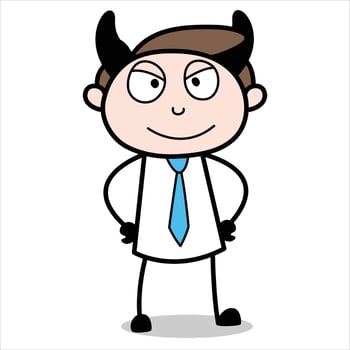 asset of a young businessman cartoon character that turns into horns vector