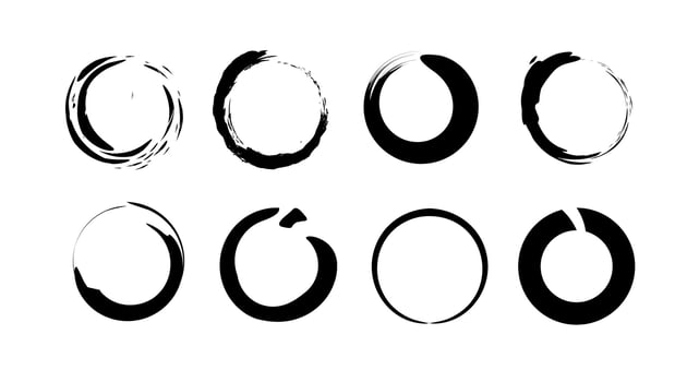A set of grunge round frames in black. Vector elements for design design. Universal symbols and elements.
