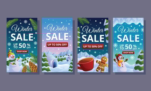 Winter Sale Social Media vector