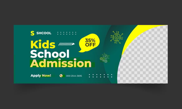 school admission facebook cover for web banner social media template vector