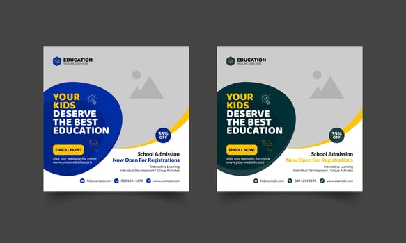 kids school education admission social media post template vector