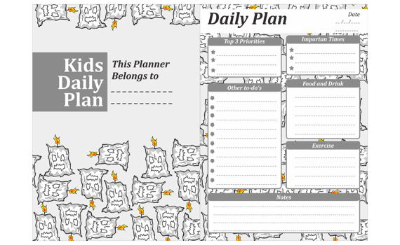 Kids Daily Plan Design with halloween wax monster theme png
