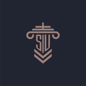 SU initial monogram logo with pillar design for law firm vector image