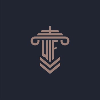 WF initial monogram logo with pillar design for law firm vector image