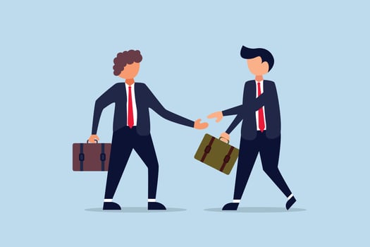 Two business men shaking hands on the partnership meeting. vector