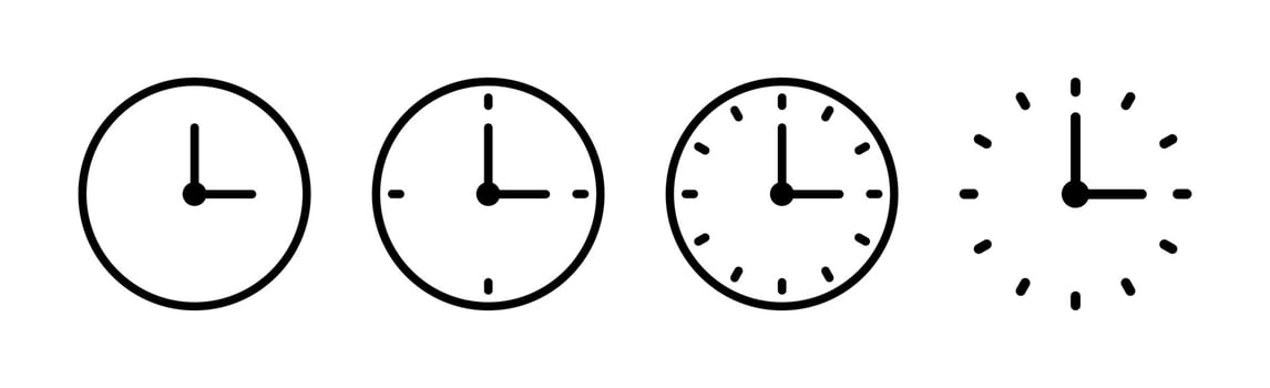 Time and round clock icon set, circle arrow icon - Vector