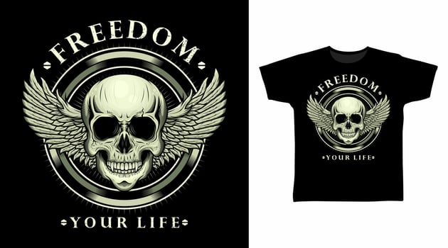 skull head with wings detailed vector illustration t-shirt design