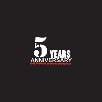 5 years anniversary celebration logotype, hand lettering, 5 year sign, greeting card vector
