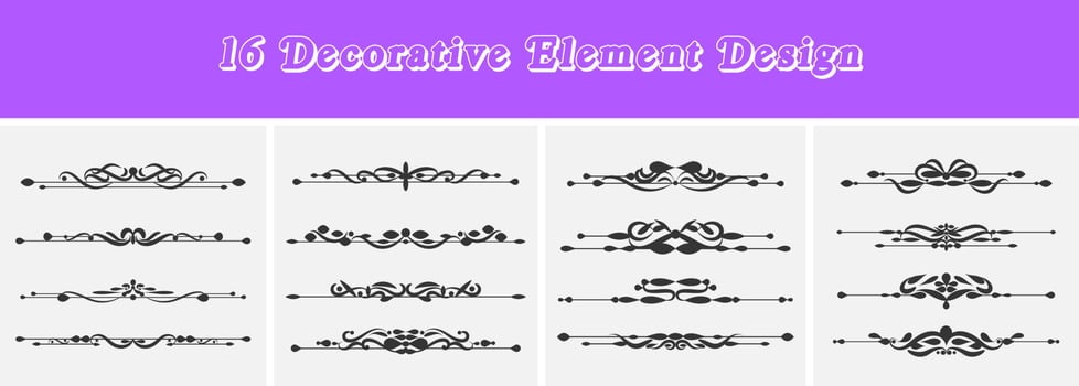 Creative hand drawn decorative divider ornament, vintage swirl, floral element template design set. vector