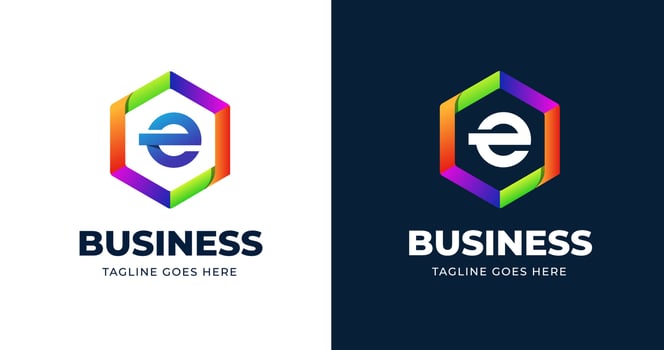 Letter E colorful geometric logo design template vector