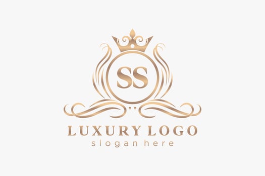 Initial SS Letter Royal Luxury Logo template in vector art for Restaurant, Royalty, Boutique, Cafe, Hotel, Heraldic, Jewelry, Fashion and other vector illustration.