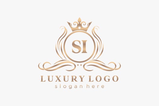 Initial SI Letter Royal Luxury Logo template in vector art for Restaurant, Royalty, Boutique, Cafe, Hotel, Heraldic, Jewelry, Fashion and other vector illustration.