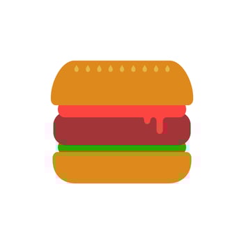 vector illustration of burger in flat style on isolated background