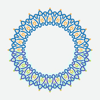 decorative round frame for design with floral arabic ornament. Circle frame. Template for cards, invitations, books, for textiles, engraving, wooden furniture, forging, etc vector