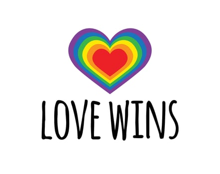 Vector lgbt rainbow flag heart with love wins