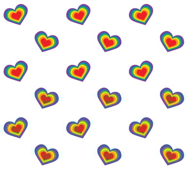 Vector seamless pattern of lgbt flag rainbow heart
