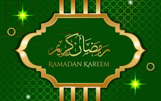 Luxury islamic decorative background with green color vector