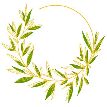 Gold Circle Frame with Leaves png