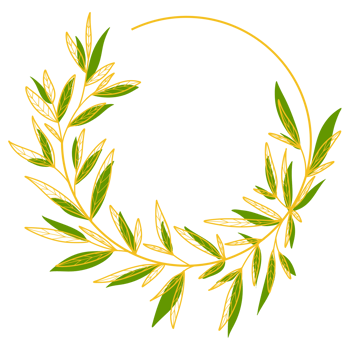Gold Circle Frame with Leaves png