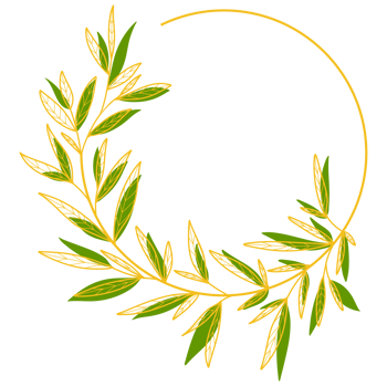 Gold Circle Frame with Leaves png