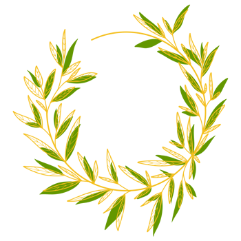 Gold Circle Frame with Leaves png