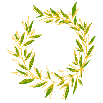 Gold Circle Frame with Leaves png