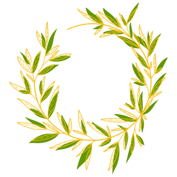 Gold Circle Frame with Leaves png