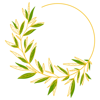 Gold Circle Frame with Leaves png