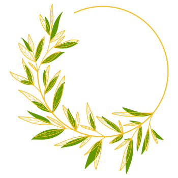 Gold Circle Frame with Leaves png