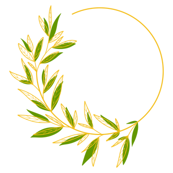 Gold Circle Frame with Leaves png