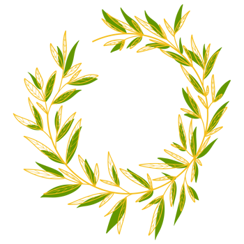 Gold Circle Frame with Leaves png