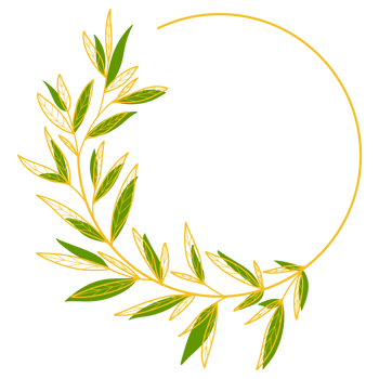 Gold Circle Frame with Leaves png