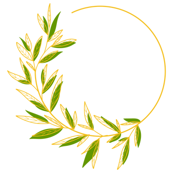 Gold Circle Frame with Leaves png