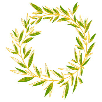 Gold Circle Frame with Leaves png