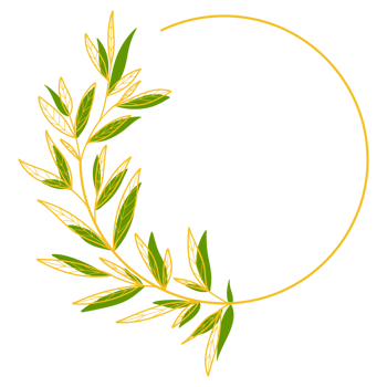 Gold Circle Frame with Leaves png