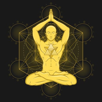 Vector Design of Meditating Man with Metatron Background
