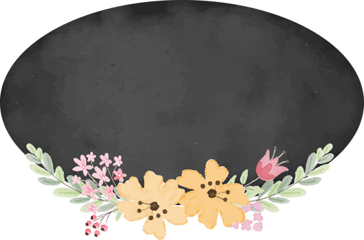 vintage watercolor black badge label with flower png