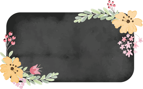 vintage watercolor black badge label with flower png