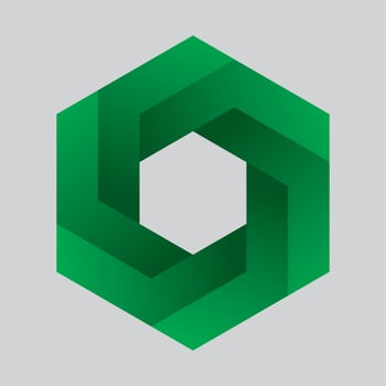 Hexagonal isometric design, the impossible shape of green color gradient. logotype design, Logo design element, isometric drawing isolated on white background, impossible figure vector illustration.