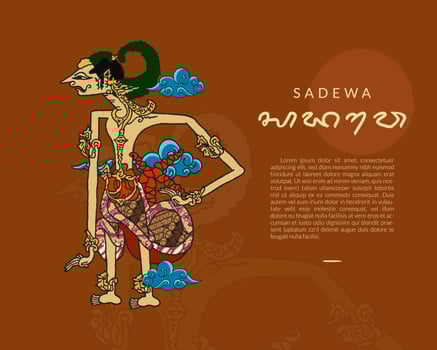Sadewa Pandawa wayang illustration. Hand drawn Indonesian shadow puppet. vector