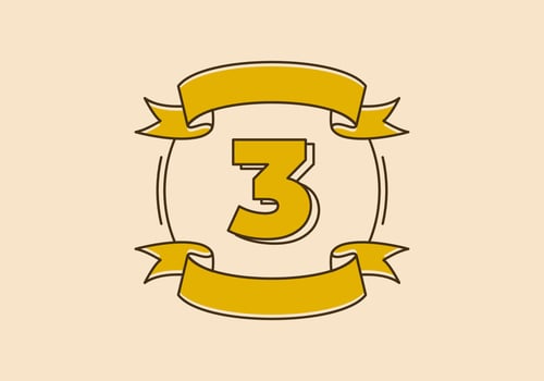 Retro frame illustration with number three in it vector